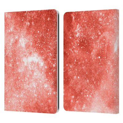 Head Case Designs Officially Licensed PLdesign Living Coral Galaxy Sparkly Coral Leather Wallet Case Compatible with Kindle Paperwhite 1/2 / 3