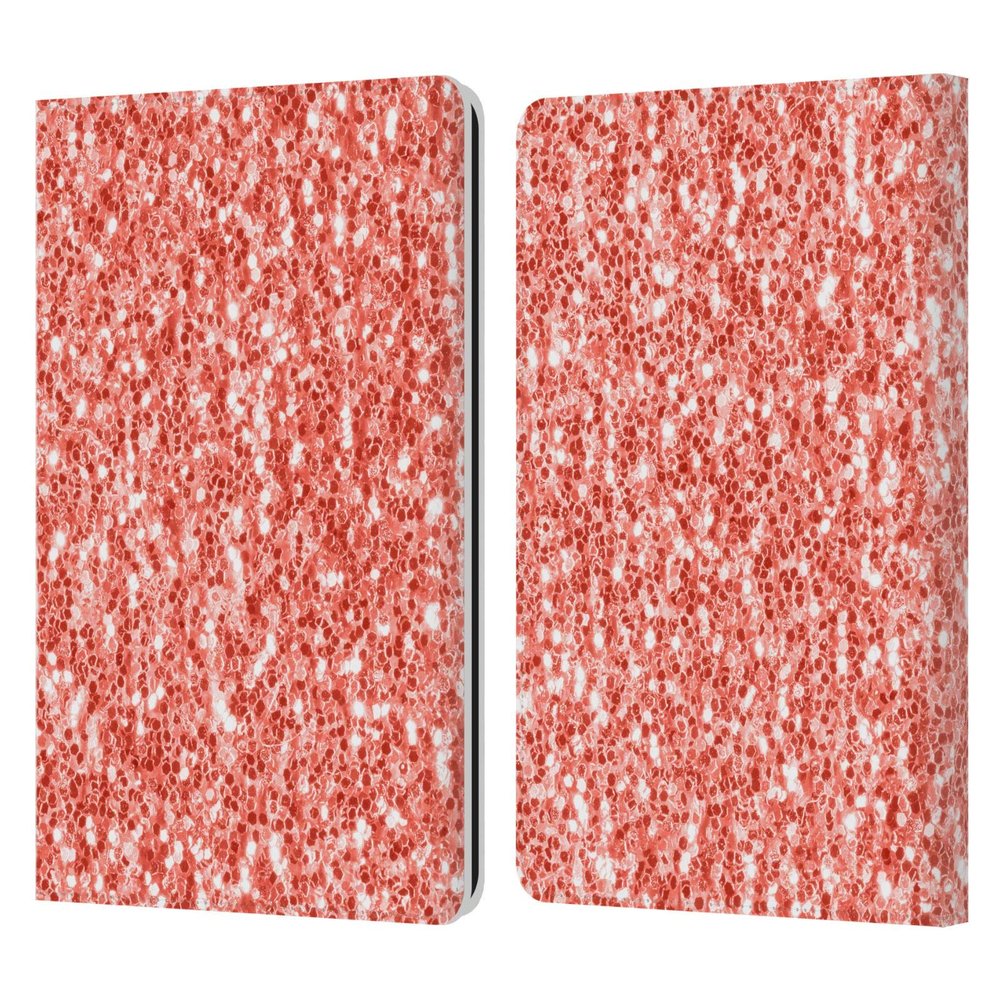 Head Case Designs Officially Licensed PLdesign Coral Sparkle Sparkly Coral Leather Wallet Case Compatible with Kindle Paperwhite 1/2 / 3