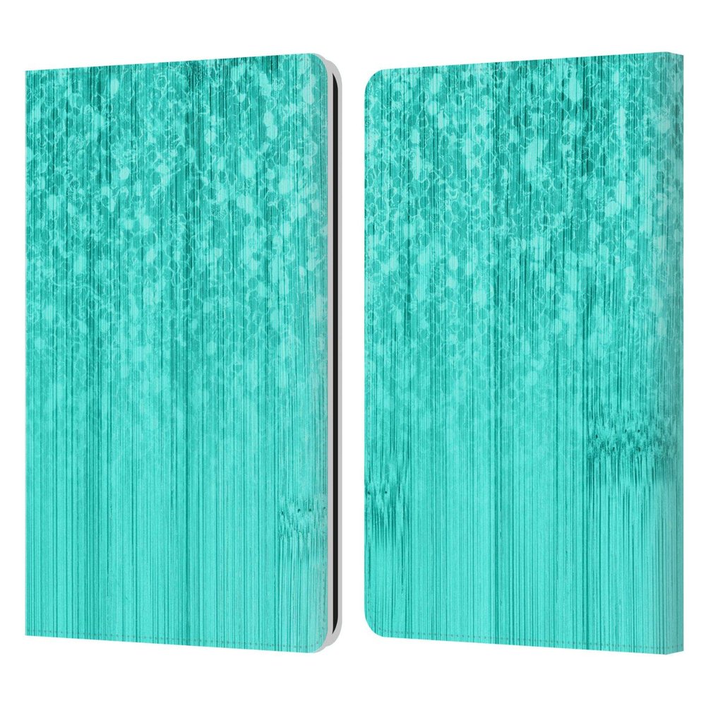 Head Case Designs Officially Licensed PLdesign Turquoise Sparkly Bamboo Leather Wallet Case Compatible with Kindle Paperwhite 1/2 / 3