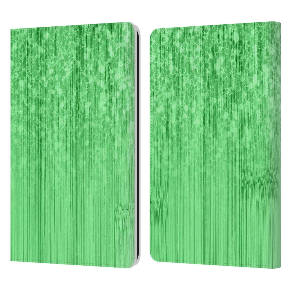 Head Case Designs Officially Licensed PLdesign Green Sparkly Bamboo Leather Wallet Case Compatible with Kindle Paperwhite 1/2 / 3