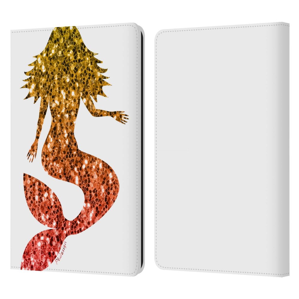 Head Case Designs Officially Licensed PLdesign Yellow Red Sparkly Mermaid Leather Wallet Case Compatible with Kindle Paperwhite 1/2 / 3