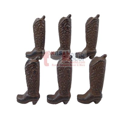 6 Rustic Western Boot Drawer Knob Handles Cabinet Door Pull Cast Iron w/SCREWS