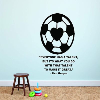 Alex Morgan Wall Decals for Kids Bedrooms Girls Soccer Stickers for Bedroom Sports Designs Vinyl Art Decor for Childrens Walls Cute Rare Heart Ball Girl Alex Morgan Quote Quotes Balls Size 30x30 inch