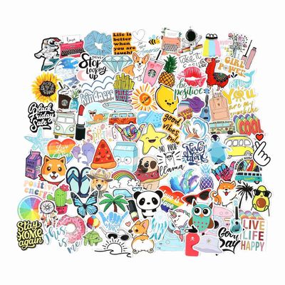 100pcs Stickers for Water Bottles Adults Teens Kids, Cute Aesthetic Vinyl Laptop Sticker Pack Vsco Waterproof Sticker for Hydroflask Skateboard Luggage Decals Computer Sticker for Women Girls