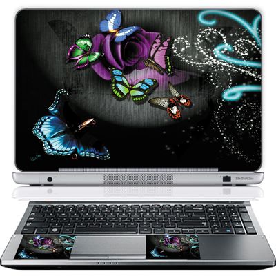 13 13.3 Inch Laptop Skin Sticker Cover Premium Sticker Cover Art Decal Decorative (Included 2 Wrist Pad Skins) - Gray Butterfly Design
