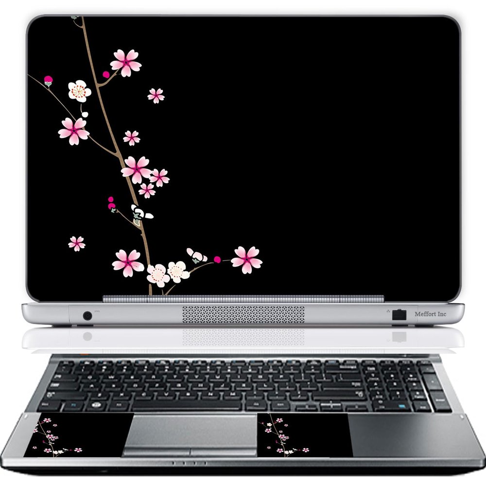 11.6 12 Inch Laptop Skin Sticker Cover Premium Sticker Cover Art Decal Decorative (Included 2 Wrist Pad Skins) - Plum Blossoms