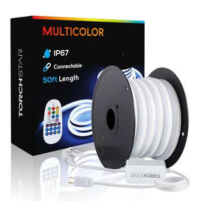 TORCHSTAR 50ft LED Neon Rope Light, Multicolor LED Strip Lights