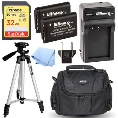 Accessory Bundle with 2 BX-1 Batteries and Charger, Extreme 32GB SD, Tripod, Gadget Bag for Sony DSC-RX100 I II III IV V VA VI VII RX1 RX1R II DSC-HX99