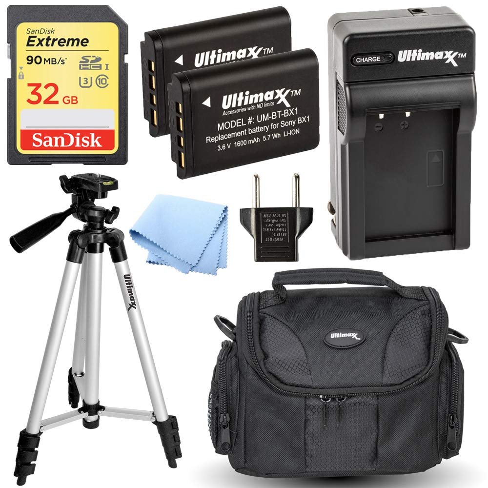 Accessory Bundle with 2 BX-1 Batteries and Charger, Extreme 32GB SD, Tripod, Gadget Bag for Sony DSC-RX100 I II III IV V VA VI VII RX1 RX1R II DSC-HX99