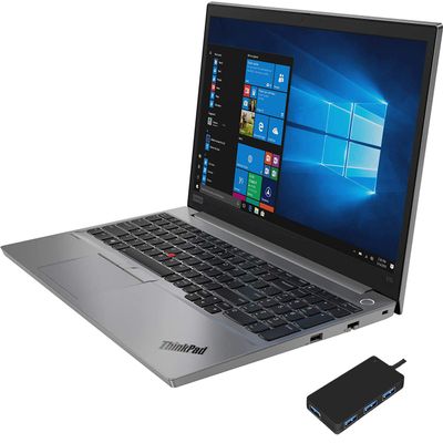 Lenovo ThinkPad E15 Home and Business Laptop (Intel i7-10510U 4-Core, 16GB RAM, 512GB PCIe SSD, Intel UHD Graphics, 15.6" Full HD (1920x1080), Fingerprint, WiFi, Bluetooth, Win 10 Pro) with USB Hub