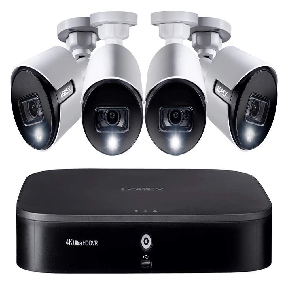4K Ultra HD 8-Channel Security System with 4 Active Deterrence 4K (8MP) Cameras, Advanced Motion Detection and Smart Home Voice Control