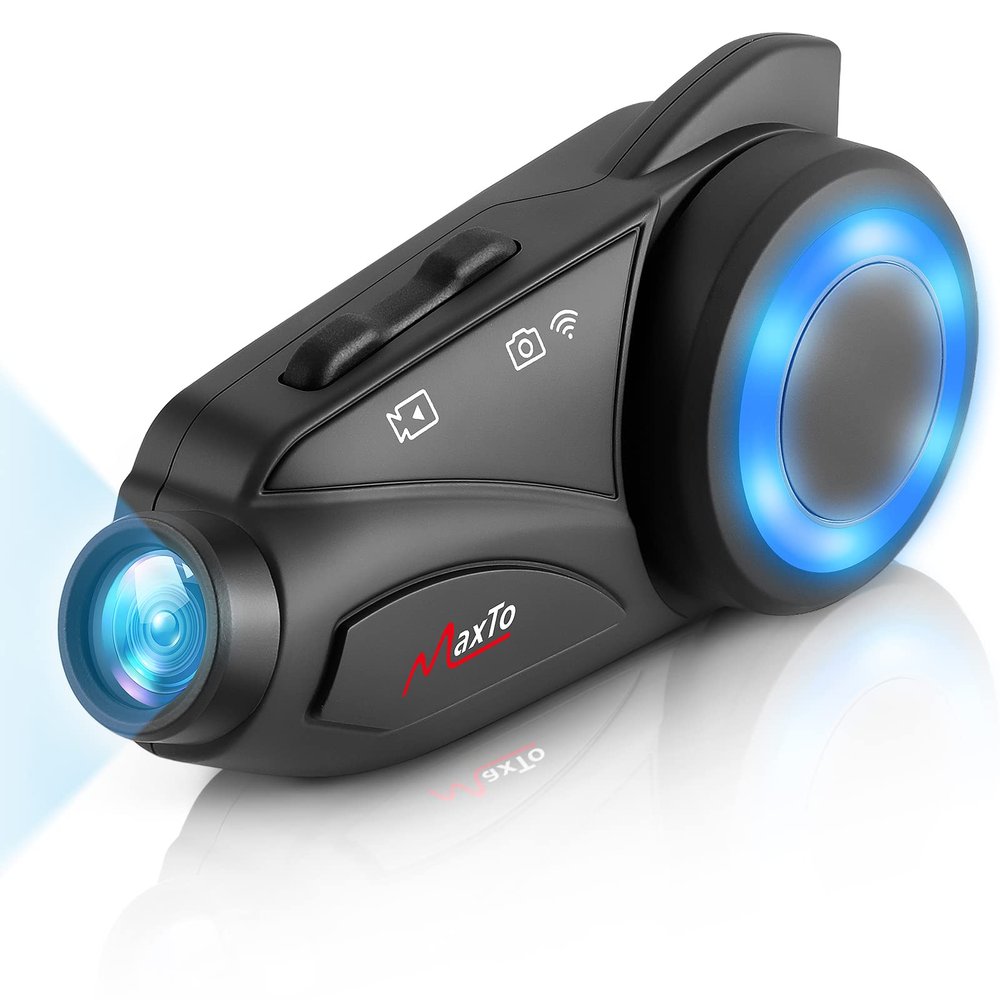 MAXTO M3 Motorcycle Bluetooth Headset with Camera 1080P HD, 1 Pack