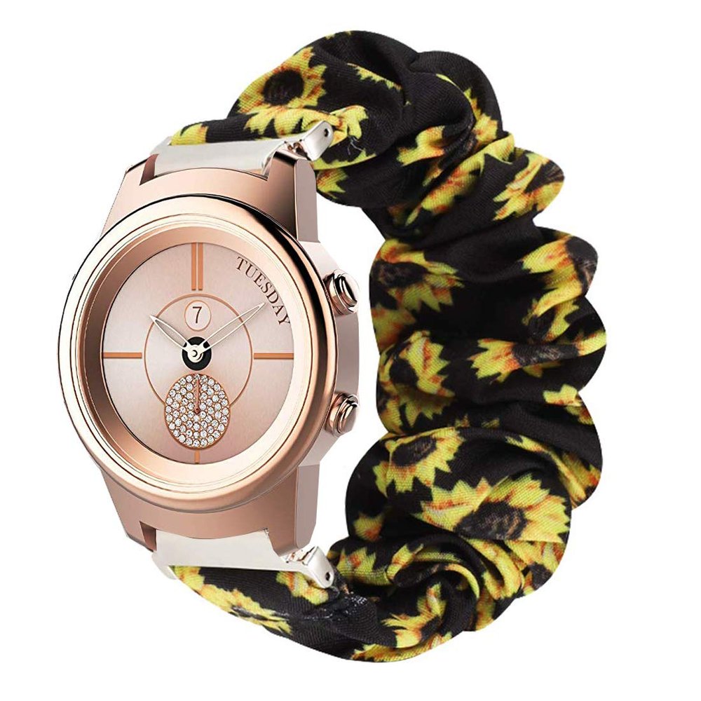 200Pcs Compatible for 3Plus Callie Band, Blueshaw Fabric Elastic Scrunchie Elastic Watch Band Women Cute Replacement Straps for 3Plus Callie Hybrid SmartWatch (Sunflower Yellow)
