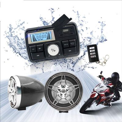12V Radio 3 inch Motorcycle ATV UTV Golf Cart Waterproof Anti-Theft Bluetooth Speaker USB TF U Disk FM Radio Stereo System (Silver Star&Black)