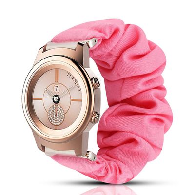 200Pcs Compatible for 3Plus Callie Band, Blueshaw Fabric Elastic Scrunchie Elastic Watch Band Women Cute Replacement Straps for 3Plus Callie Hybrid SmartWatch (Pink)