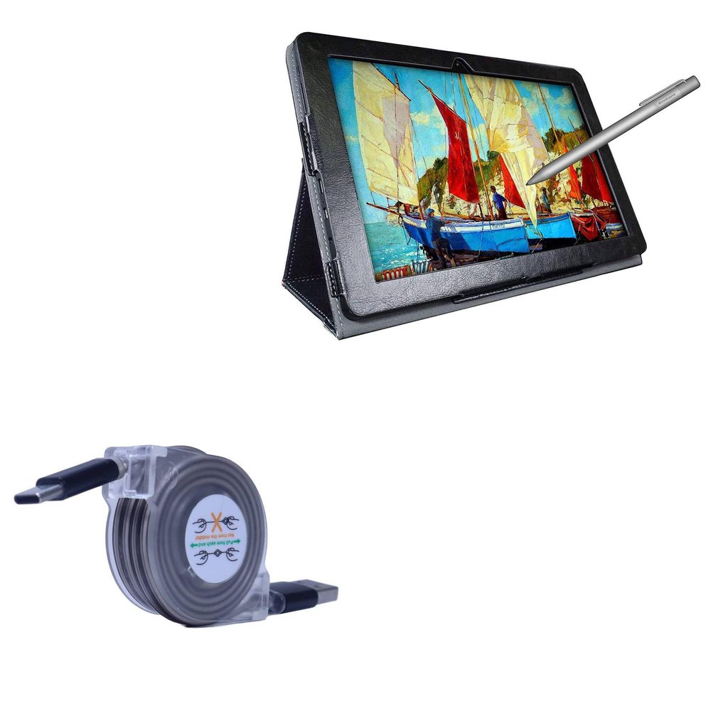BoxWave Cable Compatible with Simbans PicassoTab 10 - miniSync - USB-A to USB Type-C, Retractable Cable 5 Pre-Set Lengths Avoid Tangles