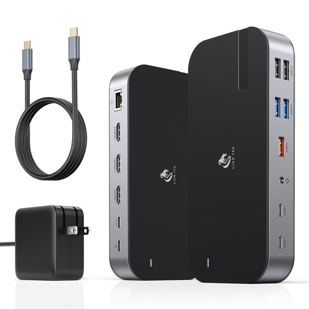 Laptop Docking Station,16 in 1 Docking Station USB C Docking Triple Monitor,USB C Dock Station with 3 HDMI,PD 100W, USB 3.1/3.0/2.0,RJ 45 Ethernet,SD/TF,Audio for Dell/LenovoInclude Power Adapter