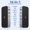 Laptop Docking Station,16 in 1 Docking Station USB C Docking Triple Monitor,USB C Dock Station with 3 HDMI,PD 100W, USB 3.1/3.0/2.0,RJ 45 Ethernet,SD/TF,Audio for Dell/LenovoInclude Power Adapter view 2