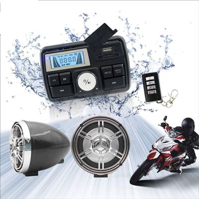 12V Radio 3 inch Motorcycle ATV UTV Golf Cart Waterproof Anti-Theft Bluetooth Speaker USB TF U Disk FM Radio Stereo System (Silver&Black)