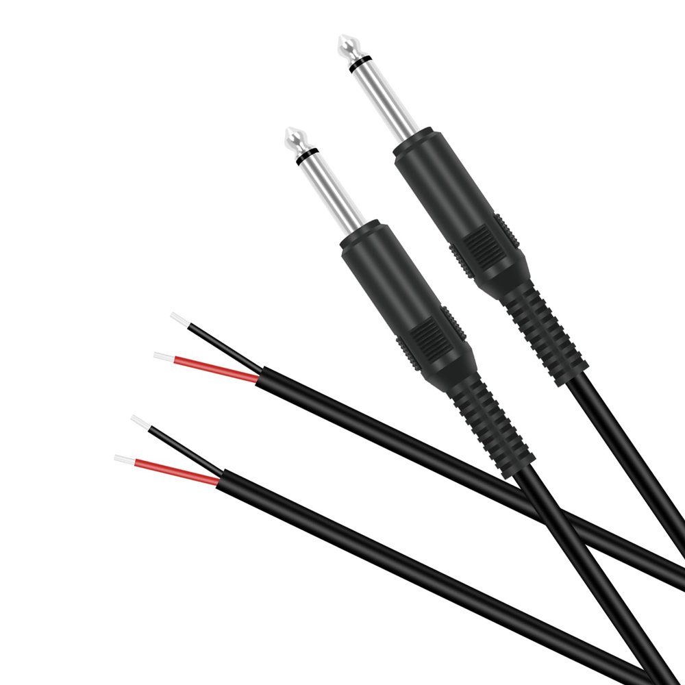 6.35mm 1/4" to Speaker Wire Adapter, 2-Pack 1ft 6.3mm TS Mono Male Plug to Bare Wire Pigtail Connector Repair 6.35mm Jack Audio Cable for Microphone Speaker Electric Guitar Bass Keyboard Amplifier