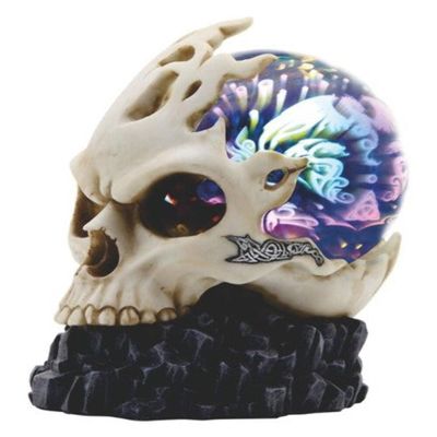 Paykoc Imports Amazing Glowing Biker Orb Skull LED AA Batteries Not Included 6 3/4" H
