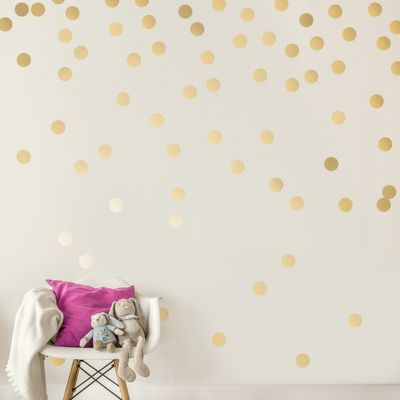 Gold Wall Decal Dots, Sundecor Metallic Vinyl Polka Dot Decor Cute Fun Removable Round Circle Art Glitter Stickers Gold Round Polka Posh Dot Decor for Room, Mirrors, and Doors (Gold, 2" x 200pcs)
