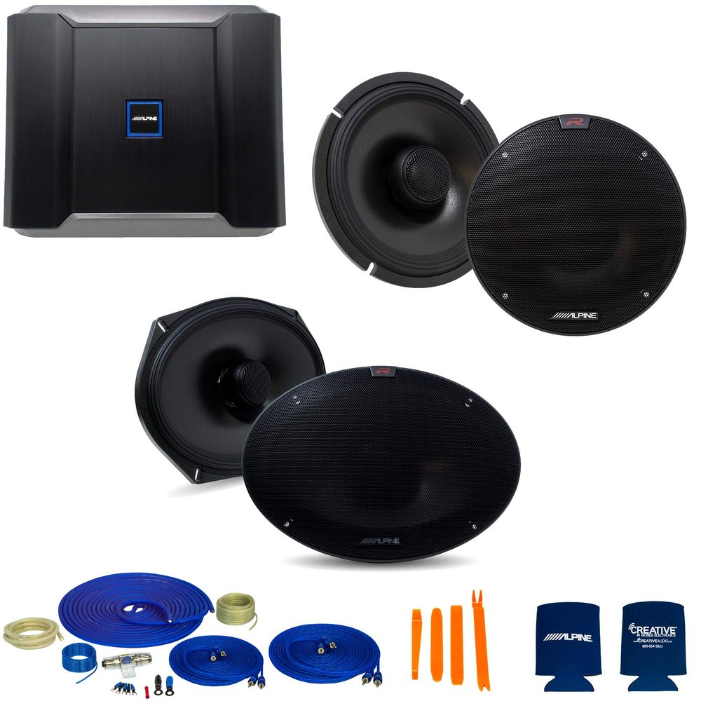 CreativeAudio Alpine Type-R Bundle 1-Pair R-S65.2 6.5" Coax, 1-Pair R-S69.2 6x9 Coax Speakers, R-A60F 600W 4-Ch Amp and Wiring