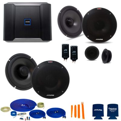 CreativeAudio Alpine Type-R Bundle 1-Pair R-S65C.2 6.5" Component, 1-Pair R-S65.2 6.5" Coax Speakers, R-A60F 600W 4-Ch Amp and Wiring