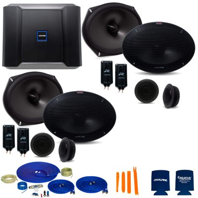 Alpine Type-R Bundle 2-Pairs R-S69C.2 6x9 Component Speakers with R-A60F 600W 4-Ch Amp and Wiring