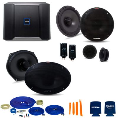 CreativeAudio Alpine Type-R Bundle 1-Pair R-S65C.2 6.5" Component, 1-Pair R-S69.2 6x9 Coax with R-A60F 600W 4-Ch Amp and Wiring