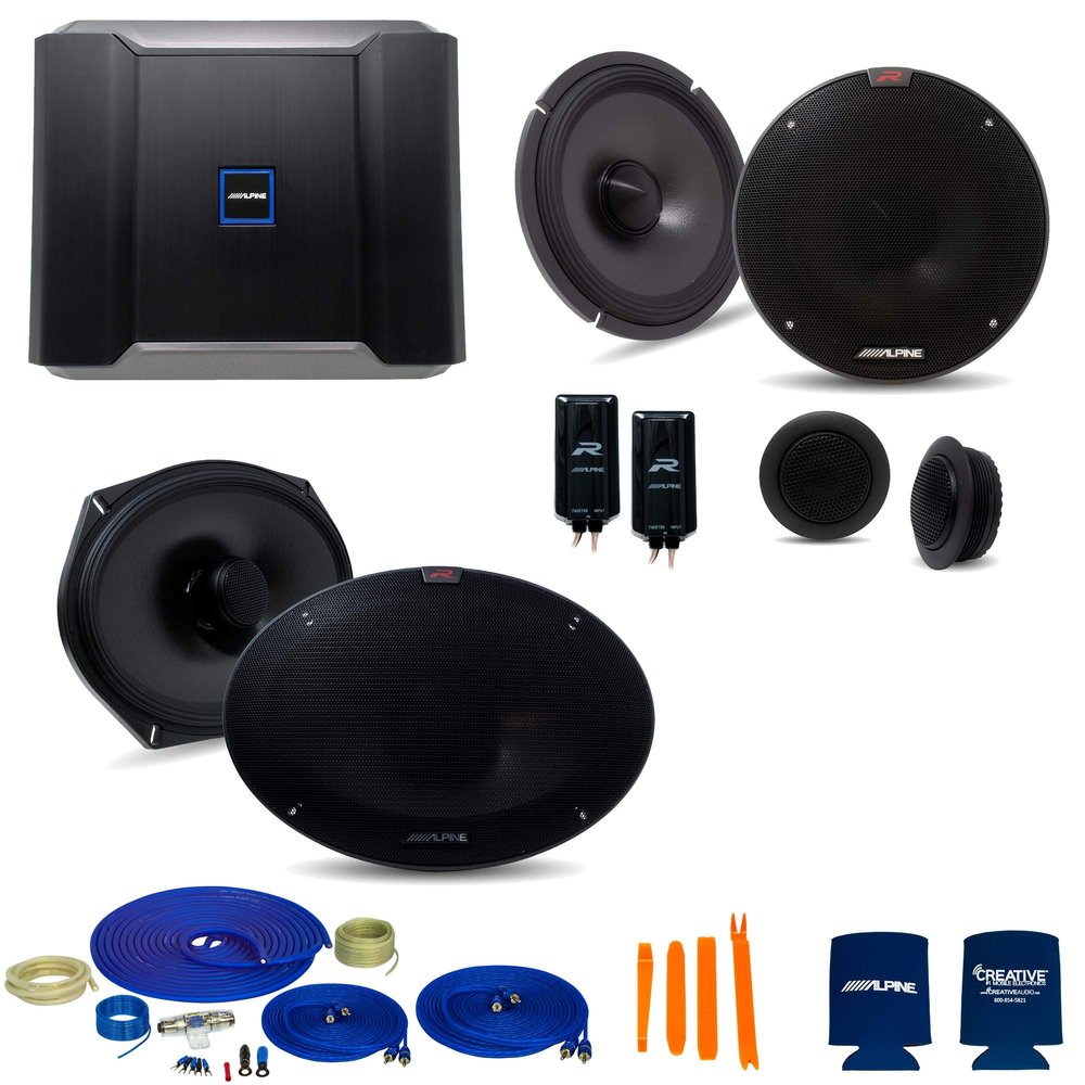 CreativeAudio Alpine Type-R Bundle 1-Pair R-S65C.2 6.5" Component, 1-Pair R-S69.2 6x9 Coax with R-A60F 600W 4-Ch Amp and Wiring