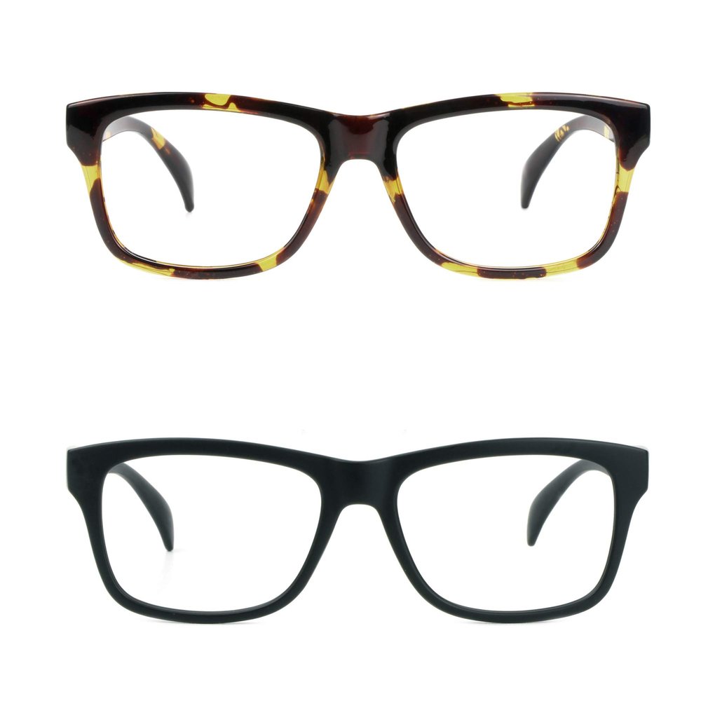Blue Light Blocking Glasses, 2 Pairs Computer Glasses for Anti EyestrainStylish Square Frame, Anti Glare (Black + Tortoise, No Magnification)