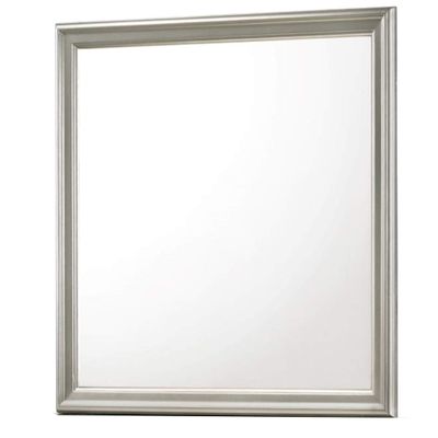 Benjara Square Molded Wooden Frame Dresser Mirror- Antique Silver