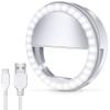 IZZA Selfie Light - LED Ring Light for iPhone - Portable Cell Phone Ring Light for Android Smartphone - Mini Cellphone Camera Photo Ringlight with Clip - Rechargeable Halo Circle Makeup Light (White) view 1