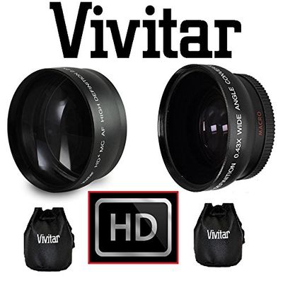 HI-Def 2-Pcs Pro Telephoto & Wide Angle Lens Kit for Canon Powershot SX70 HS (Adapter Included)