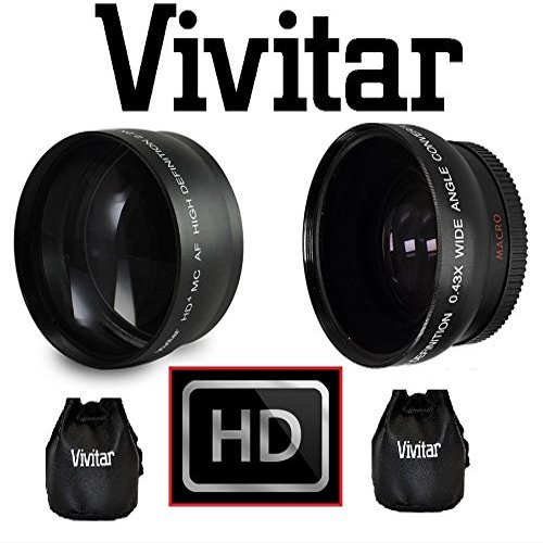 HI-Def 2-Pcs Pro Telephoto & Wide Angle Lens Kit for Canon Powershot SX70 HS (Adapter Included)