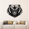Vinyl Wall Decal Grizzly Animal Predator Aggressive Bear Head Stickers Mural Large Decor (g2473) Black view 1