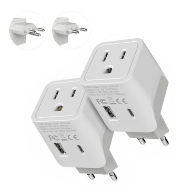 Ceptics Switzerland Travel Plug Set - with 2 USB + USA Socket Input - Type J and Type C- Ultra Compact - Safe Grounded Perfect for Cell Phones, Laptops, Camera Chargers