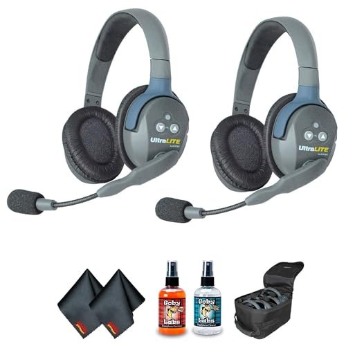 EARTEC UL2D Ultralite 2-Person Headset System (USA) with 6Ave Heaphone and Microphone Cleaning Kit