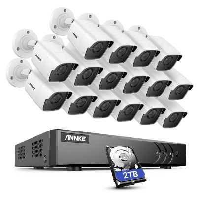 ANNKE 16 Channel 5MP Security Camera Systems H.265+ 5MP Lite DVR with 2TB Hard Drive, 16pcs 5MP Indoor Outdoor Surveillance Cameras, Easy Remote Monitoring, 100ft Super Night Vision