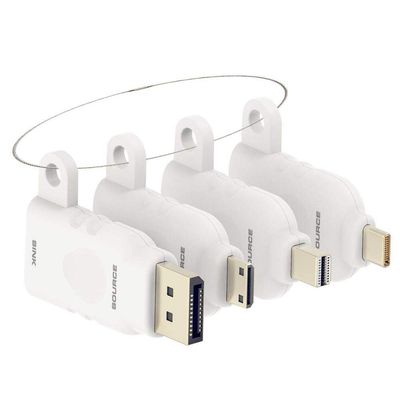 POCKET PANDA Universal HDMI Adapter Ring Kit with Security Loop-4K for USB C, Displayport, Mini DP, Mini HDMI to Monitor HDMI Office Video Converter. 4 Adapters with Key Security Loop for Office