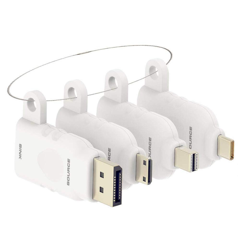 POCKET PANDA Universal HDMI Adapter Ring Kit with Security Loop-4K for USB C, Displayport, Mini DP, Mini HDMI to Monitor HDMI Office Video Converter. 4 Adapters with Key Security Loop for Office