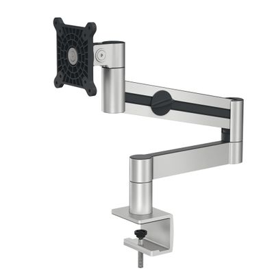 Durable Monitor Mount with Flexible Arm and Desk Clamp, 360-Degree Rotation, Tiltable, for VESA Screens 21-27", User-Friendly, Silver (508323)