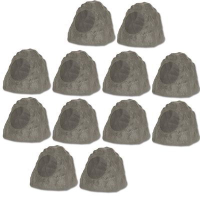 12R8SG Outdoor Slate 8" Rock 12 Speaker Set for Deck Pool Spa Yard Garden