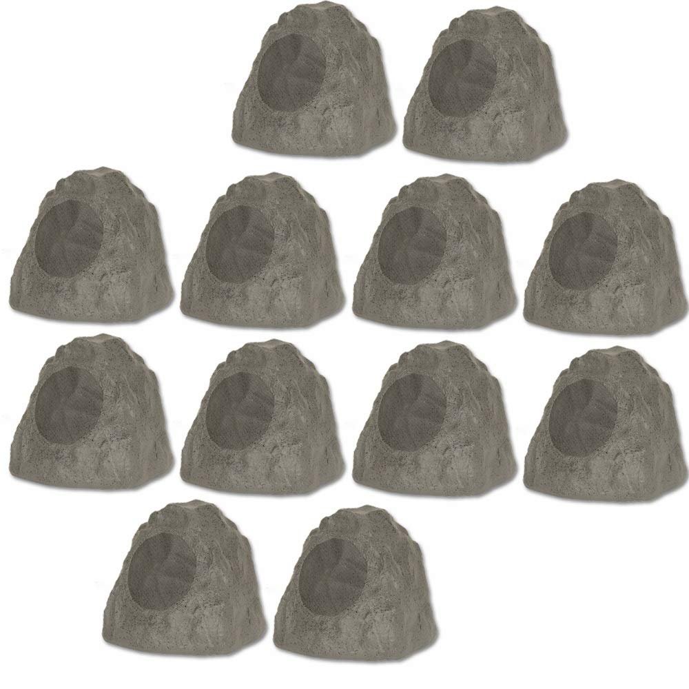 12R8SG Outdoor Slate 8" Rock 12 Speaker Set for Deck Pool Spa Yard Garden