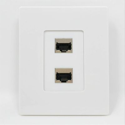 RiteAV CAT 6A 2 Port Shielded Cat6a Wall Plate 1 Gang Decorative Screwless White