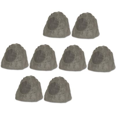 8R8SG Outdoor Slate 8" Rock 8 Speaker Set for Deck Pool Spa Yard Garden