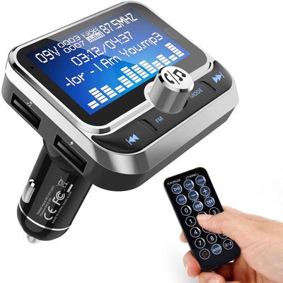 Bluetooth FM Transmitter for Car, Wireless Bluetooth 5.0 Radio Adapter Car Kit with Handsfree Calling 2 USB Ports Voltage Detection Support TF Card U-Disk