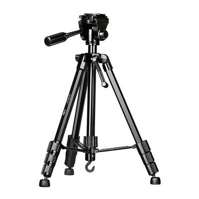 Andoer Portable Tripod Stand Aluminum Alloy 5kg/11lbs Load Capacity Max. Height 148cm/58.2in with 3-Way Tripod Head Middle Axis Black