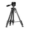 Andoer Portable Tripod Stand Aluminum Alloy 5kg/11lbs Load Capacity Max. Height 148cm/58.2in with 3-Way Tripod Head Middle Axis Black view 1